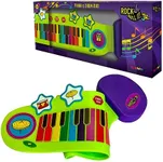 Jr Piano and Drum Duo - Portable Flexible Piano & Drum Pad Toy for Ages 3+ Kids. Educational Silicone Musical Instrument Playset with 32 Standard Keys & Built-in Speaker. Battery Powered