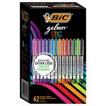 BIC Gel-ocity Smooth Stic Gel Pen, Medium Point (0.7mm), Assorted Colors, 42-Count, Vibrant and Smooth Gel Ink Pens