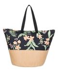 Roxy Women's Large Capacity Lightweight Causal Cotton Canvas Beach Tote Bag, Waikiki Life-Anthracite Island Escape, One Size