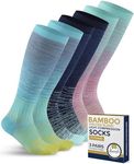 Pembrook Bamboo Viscose Light Compression Socks - 3 Pairs | 8-15 mmHg Compression Socks Women and Men | Support Socks for Soreness, Varicose Veins, Edema | Line Patterns