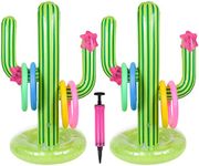 LAUQEE 2 Pack Inflatable Cactus Ring Toss Game Set,Cactus Target Toss Game Toys Summer Floating Swimming Ring Toss Game Toy for Fiesta Party Accessories Hawaiian Pool Beach Party Decoration Supplies