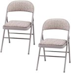 JupiterJX Folding Chairs Set Of 2 Padded Fabric Seat, Heavy Duty Metal Frame Folding Back Rest Chair For Home Office Garden Computer Desk Foldable Chair With Cushioned Pad Seat (Grey, 2 Piece)