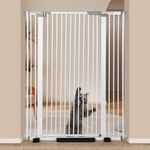 Ulifemate 51.18" Extra Tall Cat Gate for Doorway, 30"-40" Auto Close Pet Gate Include 2.75" and 5.5" Extension Kits, No Drilling Pressure Mount Kit, White