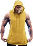 COOFANDY Tank Top for Men Yellow Sleeveless Hoodie Men Men's Tank Tops Workout Muscle Tank Top Running Shirts with Hoodie Yellow L