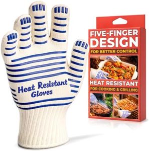 Heat Resistant Gloves - Aramid Oven Gloves with Fingers for Cooking & Grilling, Lightweight BBQ Gloves with Cotton Lining, Non-Slip, 9.45"x3.94" Kitchen Mitts for Baking & Frying, Xmas Gift for Chefs