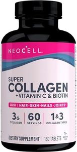 NeoCell Super Collagen With Vitamin C and Biotin, Skin, Hair and Nails Supplement, Includes Antioxidants, Tablet, 180 Count, 1 Bottle