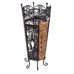 KRAFT VILLA Wood & Wrought Iron Umbrella Stand Cum Planter for Home Decor