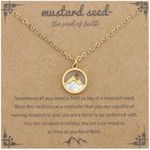 Haoze Mustard Seed Necklace Christian Gifts for Women, Stainless Steel Faith Mustard Seed Necklace Inspirational Christian Religious Jewelry Gifts, Metal, stainless steel, Mountain Necklace-Gold