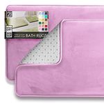 Clara Clark Bathroom Rug Set, 2 Piece Velvet Memory Foam Bath Mats with Non-Slip PVC Backing - Lavender Dream, Dries Quickly, Washable, Waterproof, Fade Resistant - 17x24 + 20x32 inches
