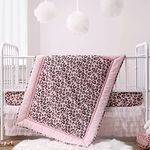 The Peanutshell Leopard Love Crib Bedding Set for Baby Girls | 3 Piece Nursery Set | Crib Comforter, Fitted Sheet, Crib Skirt