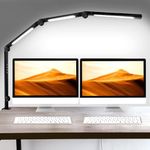 segrass LED Desk Lamp with Clamp Flexible 4 Sections Swing Arm Three Light Sources Desk Light, 4 Color Modes & 5 Brightness, Eye Caring Led Table Light with Memory Function for Table Lamps for Office