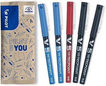 PILOT Hi-Tecpoint V5 - Bolígrafo de tinta líquida (5 unidades), color azul, negro y rojo