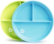 Munchkin® Stay Put™ Divided Suction Toddler Plates, Blue/Green