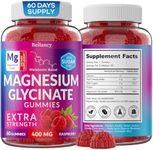 Magnesium Glycinate Gummies 400mg, Magnesium for Slеep, Body Support and Relaxation, Raspberry Magnesium Gummies for Adults with Blackcurrant Oil, Sugar Free, Non GMO, Gluten Free, 60 Days Supply