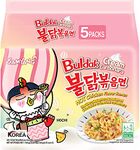 Sam Yang Buldak Cream Carbonara Hot Chiken Flavor Ramen Stir-Fired Noodle 140 grams*5Pack (Pack of 5) (Imported, Non Vegetarian)