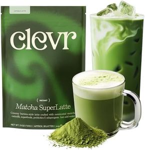 Clevr Blends Organic Matcha Green Tea Latte, Instant Ceremonial Grade, Superfood Powder Blend with Oat Milk, Lions Mane, Reishi Mushroom, Coconut Cream, Ashwagandha, Serve Hot or Iced, (30 Lattes)