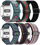 6 Pack Adjustable Elastic Watch Band Compatible with Fitbit Versa/Fitbit Versa Lite/Fitbit Versa 2 Bands for Women Men, Stretchy Sport Loop Band Soft Nylon Wristband Accessories