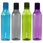 PEARLPET Cubic - BPA-free Plastic Water Bottle Set of 4 Pcs, Each 1000ml, Assorted Multicolor