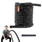 VEVOR Battle Rope, 1.5 Inch Diameter 30Ft Length Polyester Exercise Rope, Battle Exercise Equipment, Heavy Weighted Rope for Home Gym Body Workout Core Strength Training Muscle Building Fitness