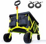 Maximuv 120kg Heavy-Duty Folding Wagon with Built-in Cool Box Lid | All-Terrain Beach & Festival Cart | Collapsible Outdoor Trolley on Wheels