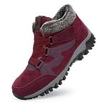 Warm Snow Boots for Women Men Waterproof Winter Ankle Booties Outdoor Fur Lined Anti-Slip Sneakers (W-Red,40)