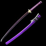 YONG XIN SWORD-Japanese Katana Samurai Sword, Handmade, Practical, 1060 Carbon Steel, Tempered/Clay Tempered, Full Tang, Sharp, Scabbar… (Purple)