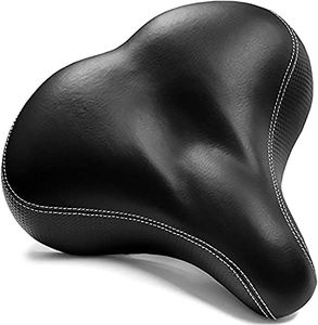 Bikeroo Extra Padded Bike Seat - Comfortable Bike Seats for Men & Women - Compatible with Peloton, NordicTrack, Schwinn, Indoor Stationary Exercise Bikes - Wide Bicycle Seat Replacement Saddle