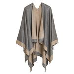 Women's Shawl Wrap Poncho Ruana Cape Cardigan Sweater Open Front for Fall Winter