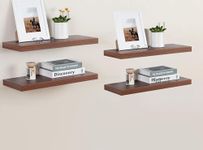 ANTICO WOODENIA® Wooden Floating Wall Shelf| Wall Mount| Wall Rack| Wall Bracket for Home and Office Decor | Big Mounted Cabinets (Large, Set of 4, Walnut Finish)