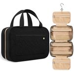 MAYCREATE® Travel Toiletry Bag for Women & Men, Makeup Pouch Portable Makeup Bag for Toiletries with Hanging Hook, Waterproof Spacious Cosmetic Bag Organizer for Travel Accessories (4 Layers, Black)