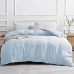 SASTTIE Duvet Cover Queen 3 Pieces, Light Blue Queen Size Duvet Cover Set, Ultra Soft Duvet Cover with Zipper Closure, Corner Ties, 90x90 Inch