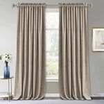 RYB HOME Velvet Curtains 96 inches Long - Energy Efficiency Soft Window Curtains Half Blackout Curtains for Bedroom Living Room Backdrop Patio Door, Camel Beige, 52 Width x 96 Length, 1 Pair