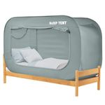 Bed Canopy Bed Tent Dream Tents Privacy Twin Size Sleeping Tents Indoor Pop Up Portable Frame Curtain Breathable with Mosquito Mesh Window for Kids and Adult(Mattress Not Included) Light Gray