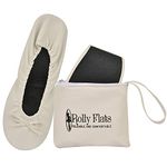 Rolly Flats Portable Foldable Pumps Ballet Shoes (M, Pearl White)