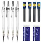 10Pcs Mechanical Pencil Set 0.3 0.5 0.7 0.9mm Hb Mechanical Pencil Automatic Pencil Architecture Propelling Pencil Drafting Clutch Pencil with Lead Refills Eraser for Art Drawing Writing Sketching