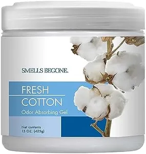 SMELLS BEGONE 15 oz Air Freshener Odor Absorber Gel - Absorbs Odor from Bathrooms, Cars, Pet Areas, Boats and RVs - Made with Essential Oils - Fresh Cotton Scent