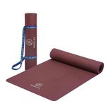 WiseLife Classic Yoga Mat + Sleek Yoga Strap for Men and Women | Extra Thick Extra Long Extra Wide Exercise floor mat for Gym, Workout, Home Fitness, Yoga and Pilates (8MM-Maroon)