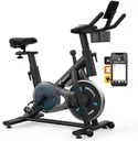 MERACH Exercise Bike, Brake Pad Stationary Bike with Exclusive App, Low Noise Indoor Cycling Bike with 300lbs Weight Capacity, Tablet Mount and Fitness Courses for Weight Loss