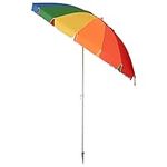 Outsunny Arc. 2.4m Beach Umbrella with Sand Anchor, Outdoor Sun Shade Parasol with UV Protection, Adjustable Tilt, Carry Bag, Multicolour