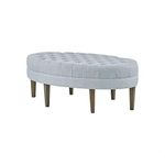 Madison Park Martin Oval Surfboard Tufted Cocktail Soft Fabric, All Foam, Wood Frame Modern Coffee Table Ottoman Living Room Furniture, 48" Wide, Dusty Blue