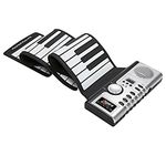 Roll Up Piano Portable Electronic Music Instrument Hand Roll Piano Environmental Silicone Keyboard Horn Kid Adult Toy (61 keys, Silver)