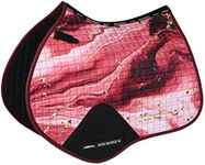 WeatherBeeta Prime Marble Shimmer Jump Shaped Saddle Pad, Maroon/Gold Swirl Marble Print, Full