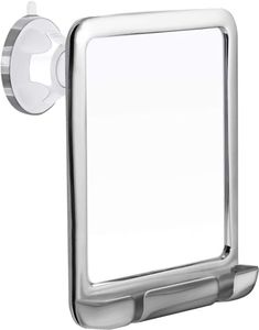 MIRRORVANA Fogless Shower Mirror for Shaving with Razor Holder and Dual Anti Fog Design - Upgraded 360° Swivel Suction Cup with Bonus Hook for Hanging - Shatterproof 8" x 7" Surface (Chrome)