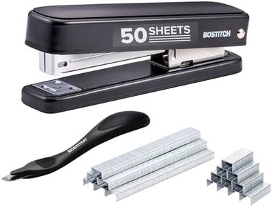 Bostitch Titan Heavy Duty Metal Stapler, 50 Sheet Capacity with 1250 Staples and Ergonomic Staple Remover, Jam Free Stapling, Full Strip Stapler for Desk, Office and Classroom, Black