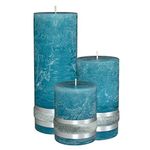 Badidi - Ornaments Turquoise,Teal Pillar Candles - Decorative Large Set of 3 - Modern Home and Living Room Decorations - Table Display - Center Piece Candles - Different Heights