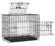 Smart Pups Powder Coated, Double Door Folding Metal Cage/Crate/Kennel with Removable Tray and Paw Protector for Dogs, Cats and Rabbits Black Antic Black Color (36 inch cage, Black)