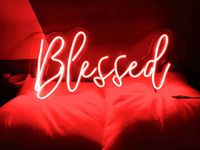 Laser Cut Studio Neon Sign Board Decorative Wall Decor for Wedding Party Kids Room Living Room House Bar Pub Hotel Beach Recreational/Valentine Gift Girlfirend (Hope) (Blessed)