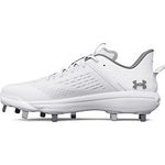 Under Armour Men's Yard Low Mt Baseball Cleat Shoe, (100) White/White/Metallic Silver, 9.5