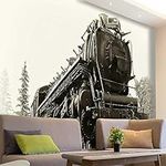 Peelable Wallpaper Steam Engine Wall Paper Wall Decor Whole New Look (W)59Inch X(H)59Inch