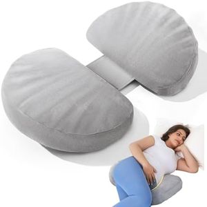 Pregnancy Pillow for Sleeping Memory Foam Pillow for Side Sleeper, Maternity Pillow Support for Back, Belly, HIPS for Pregnant Women, Portable and Adjustable Travel Wedge Pillow Velvet Grey